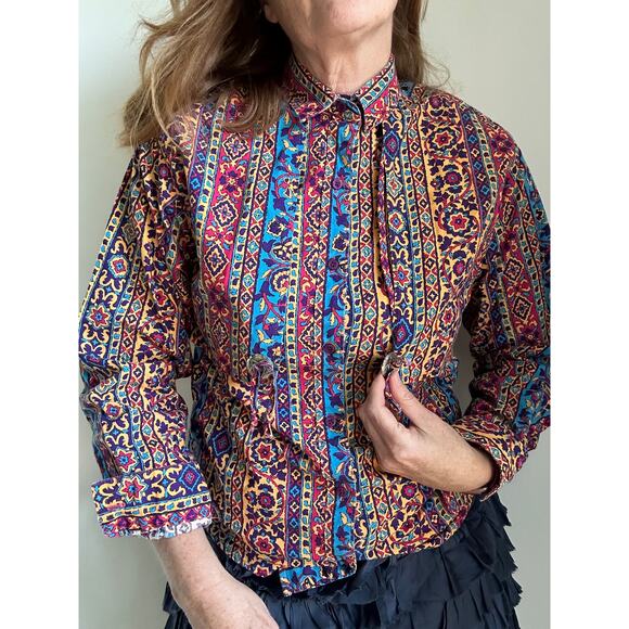 Vintage Western Wear Womens Button Up Size Small Bright Printed Boho Cowgirl - Picture 5 of 5
